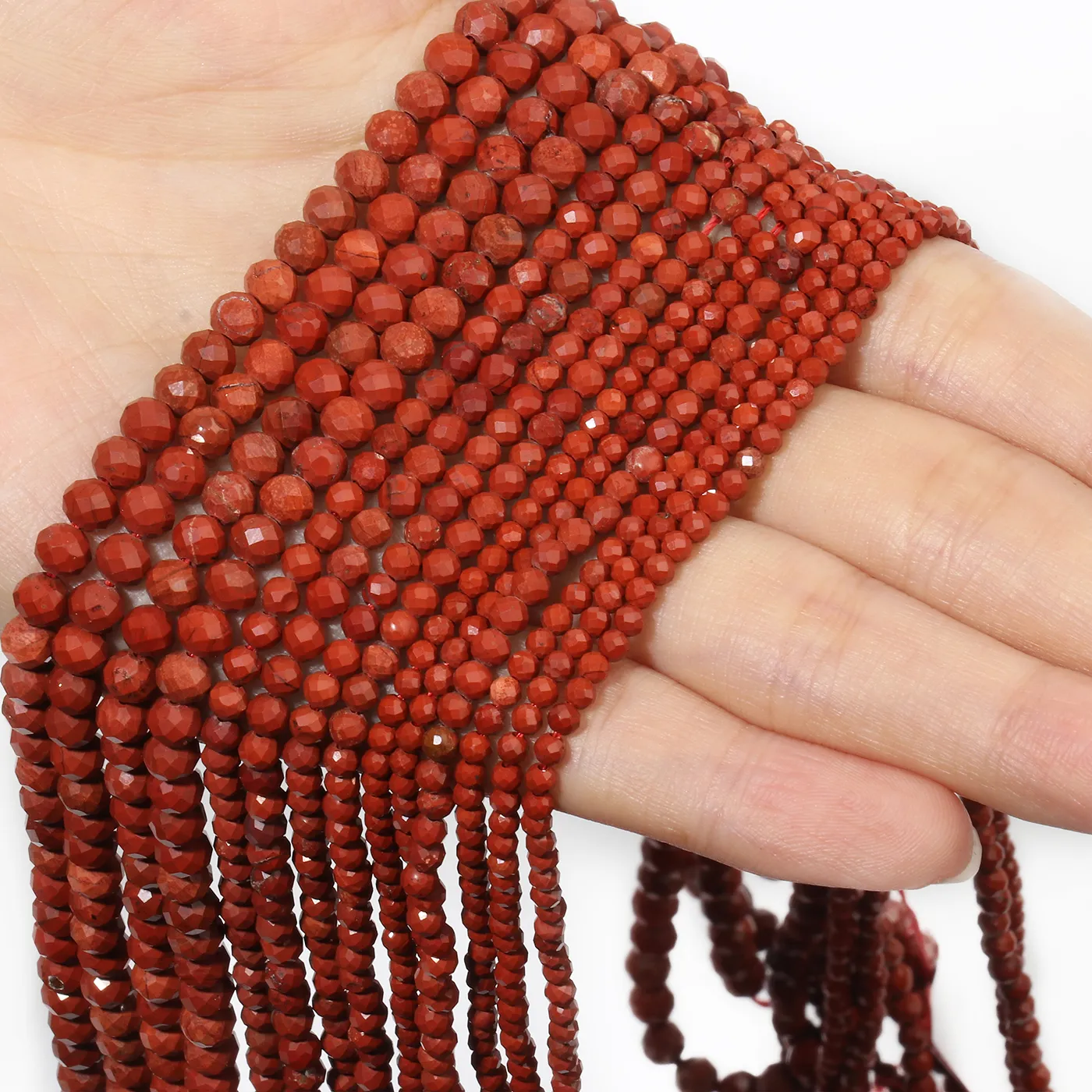 Authentic 2 3 4mm 15" Natural Red Jasper Bead Tiny Faceted Stone Round Loose Bead For DIY Bracelet Necklace Jewelry Making Accessories