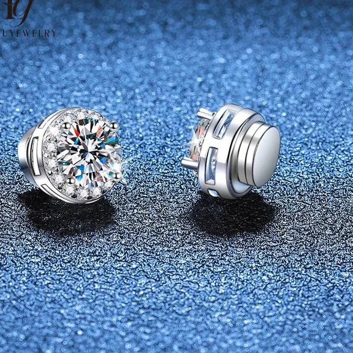 Authentic 2025 Real Moissanite Earrings For Womens 925 Sterling Silver Earrings Fine Jewelry Luxury Magnetic Earrings Clip Party Gifts