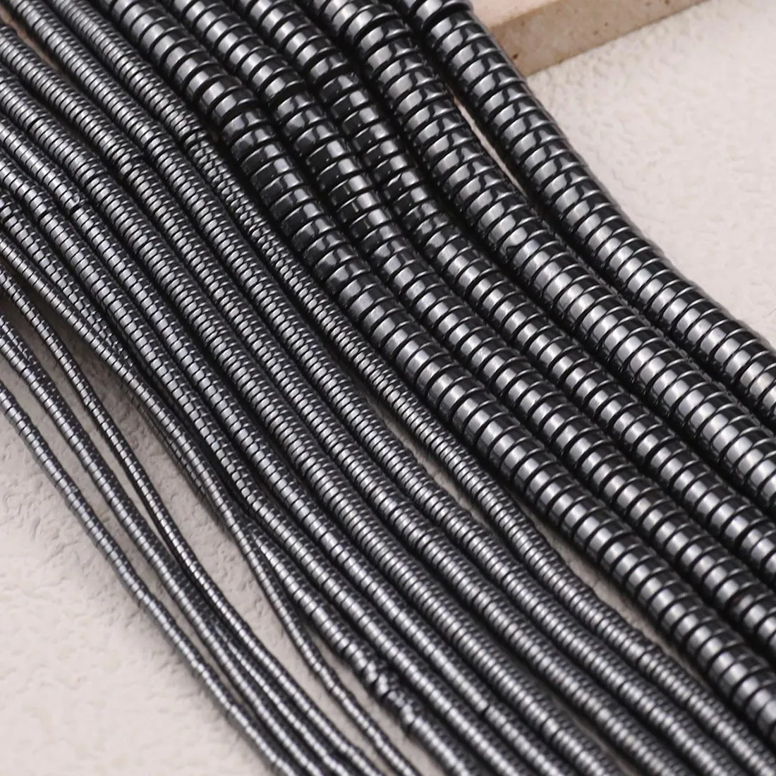 Authentic Flat Cylinder Natural Black Hematite Stone Spacers Loose Beads For Jewelry Making Bracelets Necklace DIY Accessories 2/3/4/6/8MM