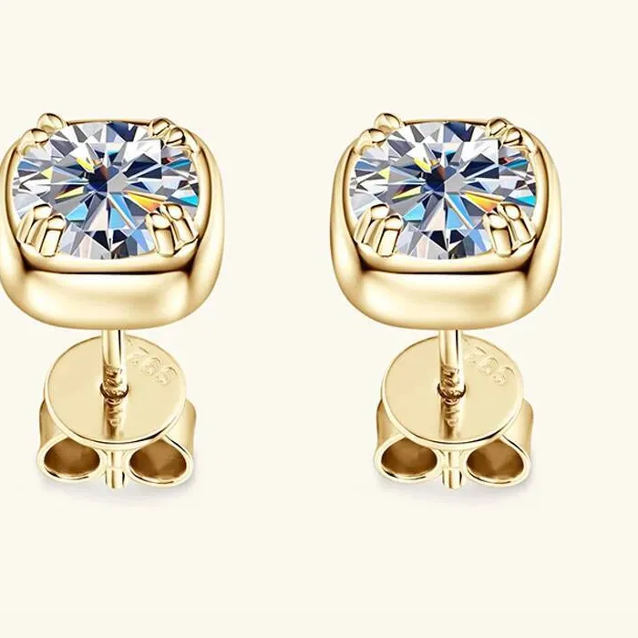 Authentic JoiasHome 2CT Moissanite Sugar Cube Earrings 925 Sterling Silver Simple Shiny Jewelry Valentine's Day