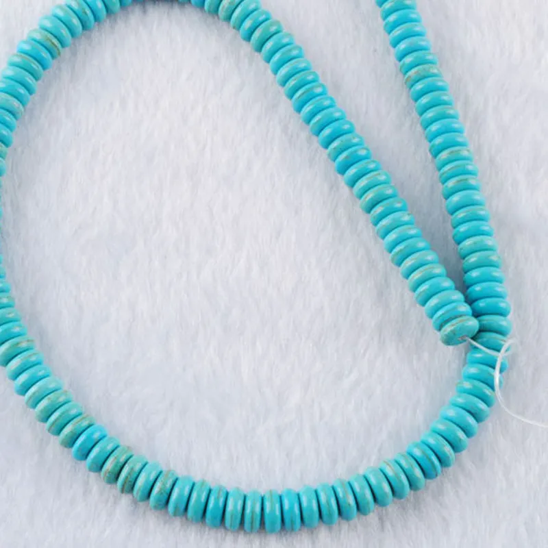 Authentic Blue Howlite Turquoise 3x8mm Roundly Loose Spacer Beads 15 1/2" Inches for Bracelet Necklace Jewelry Making BY930