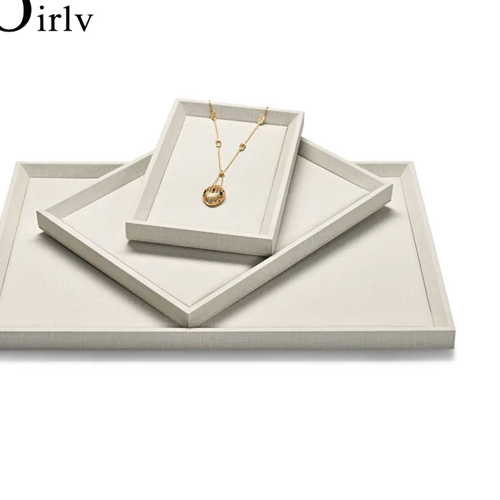 Authentic Oirlv Newly White PU Leather Pendant Display Trays Jewelry Organizer Pallet for Shop Cabinet Ring Bracelet Earring Holder