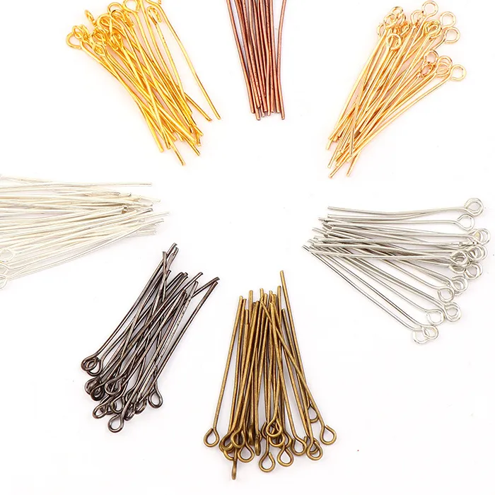 Authentic 200pcs Mixed Metal Color 4size 20-50mm Eye Head Pin Needles Beads Supplies for Jewelry Making Accessories Earring Findings Diy