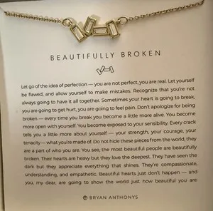 Authentic Bryan Anthony Beautifully Broken Gold Tone 14k Gold Plated Crystal Necklace EUC