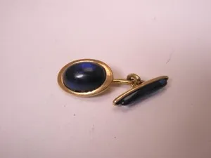 Authentic Blu Cabochon Gold Plated SINGLE Vintage Cuff Link replacement lost/broken aa102