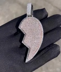 Authentic The Severed Halves of Eternity Half Broken Heart Moissanite Pendant