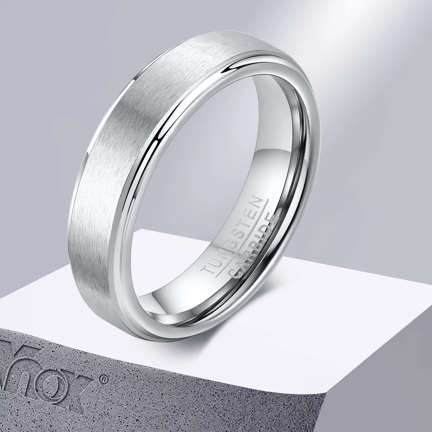 Authentic Vnox 5mm Basic Ring for Men, Anti Scratch Tungsten Wedding Band, Simple Classic Male Bridegroom Jewelry Acccessory