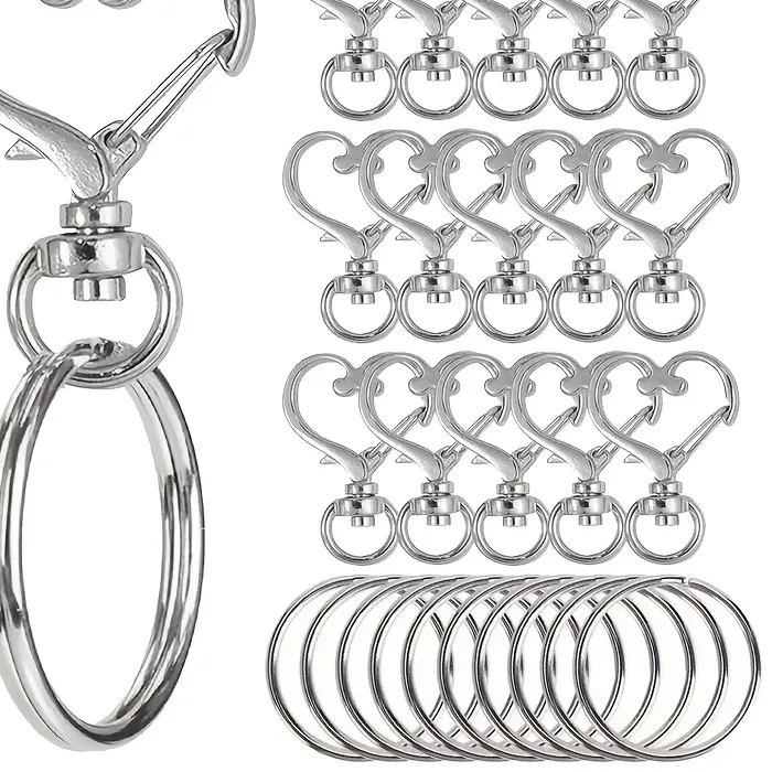 Authentic Heart-shaped Rotating Hook Keychain - Metal Spring Hook Suitable for DIY Handicrafts, Jewelry, Hanging Strings and Decorations - Zinc Lobster Hook Broken Ring Suitable As A Halloween, Christmas, Year, Valentine's Day