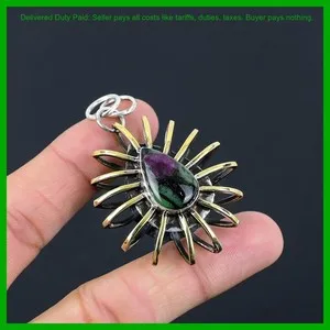 Authentic The Alchemical Union Ruby Zoisite and Gold Pendant
