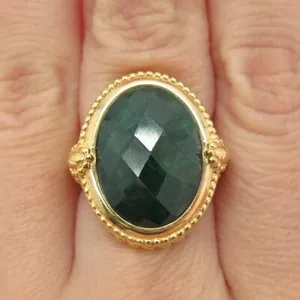 Authentic CHAPAL ZENRAY Sterling Silver Gold Plated Vintage Ruby Zoisite Ring Size 5.75