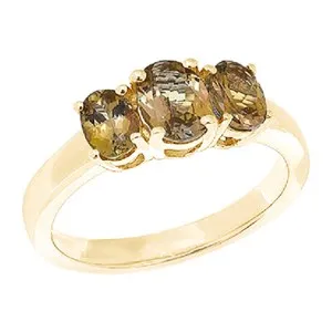 Authentic Yellow Gold Plated Sterling Silver 1.5ctw Golden Yellow Zoisite 3-Stone Ring