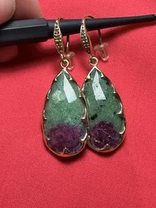 Authentic Unlock the Mystical Essence of Ruby Zoisite: Celestial Pear Drop Earrings