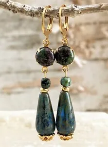 Authentic Celestial Verdant Echoes: Ruby-in-Zoisite Gold-Plated Talismans