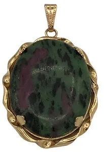 Authentic Radiant Heart of Anolite: Natural Ruby in Zoisite Gold-Plated Talisman