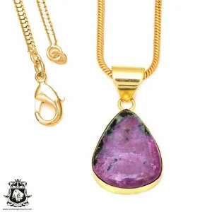 Authentic Radiant Harmony Ruby Zoisite 24K Gold-Plated Talisman
