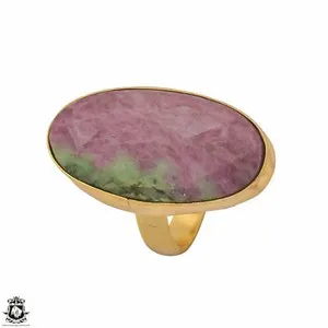 Authentic Size 6.5 - Size 8 Adjustable Ruby Zoisite 24K Gold Plated Ring GPR1222
