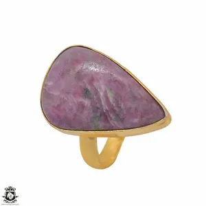 Authentic Size 8.5 - Size 10 Adjustable Ruby Zoisite 24K Gold Plated Ring GPR1210
