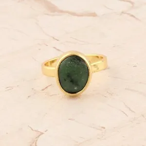 Authentic Creative Design Natural Ruby Zoisite Gemstone Yellow Gold Plated Adjustable Ring