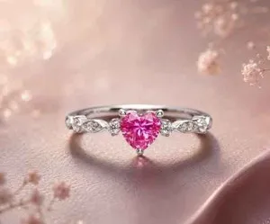 Authentic 3ct Heart Cut Simulated Pink Sapphire/Diamond Proposal Ring14k White Gold Plated