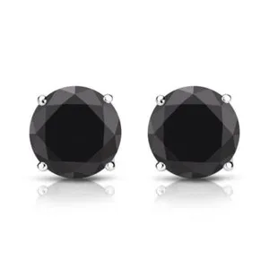 Authentic Solid Silver 14K Gold Plated Women Men Stud Earrings Black Simulated Diamond