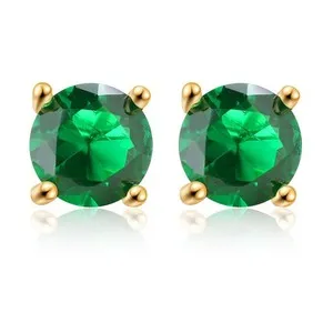 Authentic Buyless 14K Gold Plated Birthstone simulated Earring Sterling Silver 6MM