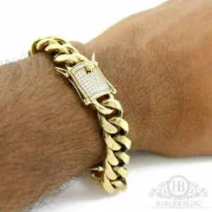 Authentic The Golden Sovereign: 10mm Miami Cuban Link Bracelet with Radiant Clasp