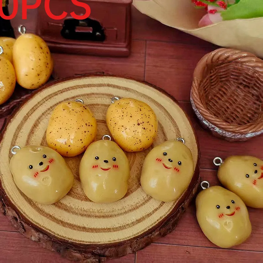 Authentic 10Pcs Mini 3D Potato Resin Charms Simulation Food Pendants DIY Cute Earrings Keychain Jewelry Accessories