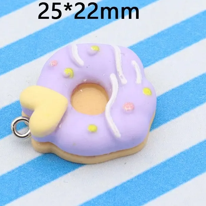 Authentic 10Pcs Mixed Resin Charms Simulated Flower Heart Donut Pendants DIY Handmade Jewelry Bag Accessories