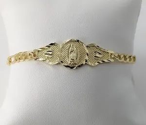 Authentic Gold Plated Virgin Mary Bracelet Catholic Oro Laminado Virgen Guadalupe Pulsera