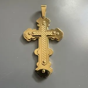 Authentic Triple Gold Plated Cross Pendant 24 Inch Chain Catholic