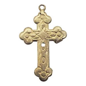 Authentic Ornate Gold plated Cross Pendant Charm Small Religious Christian Catholic