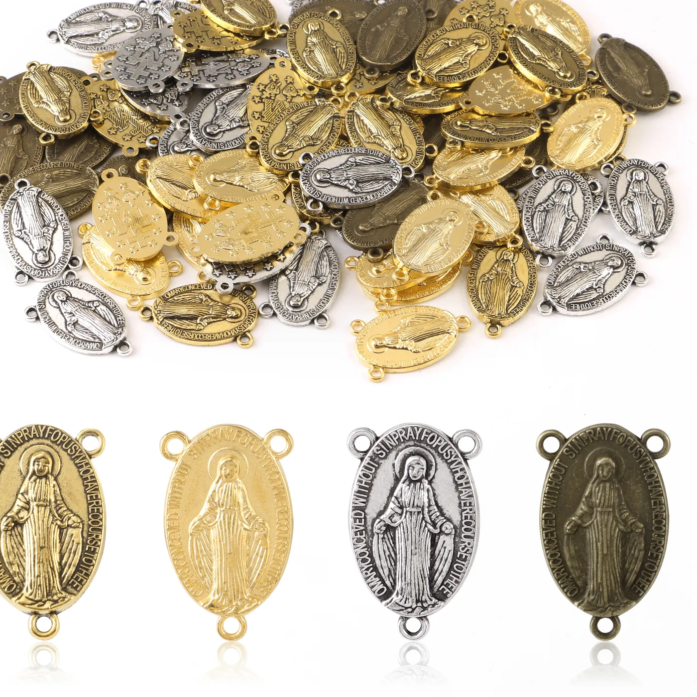 Authentic 40PCS Religious Jesus Passion Cross&Virgin Mary Charms Used for Making Christian or Catholic Bracelets, Necklace Pendants