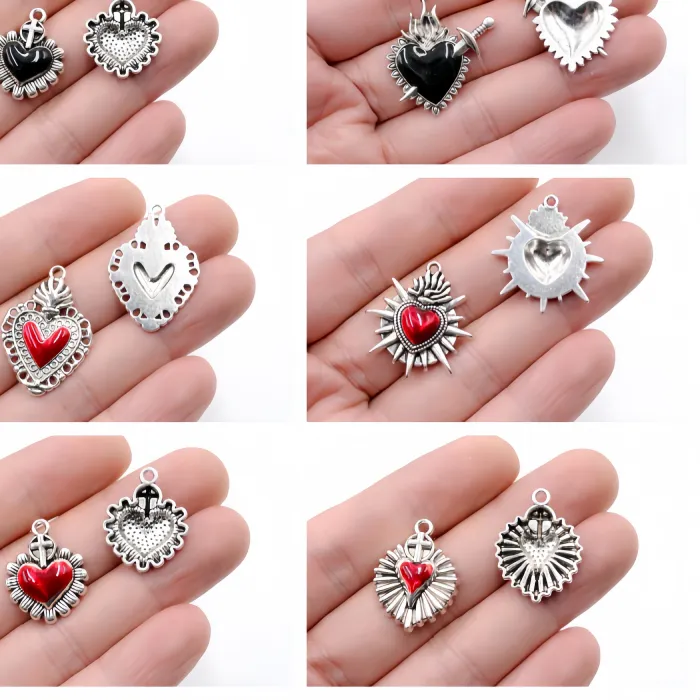 Authentic Sacred Heart Gothic Enamel Talisman Charms