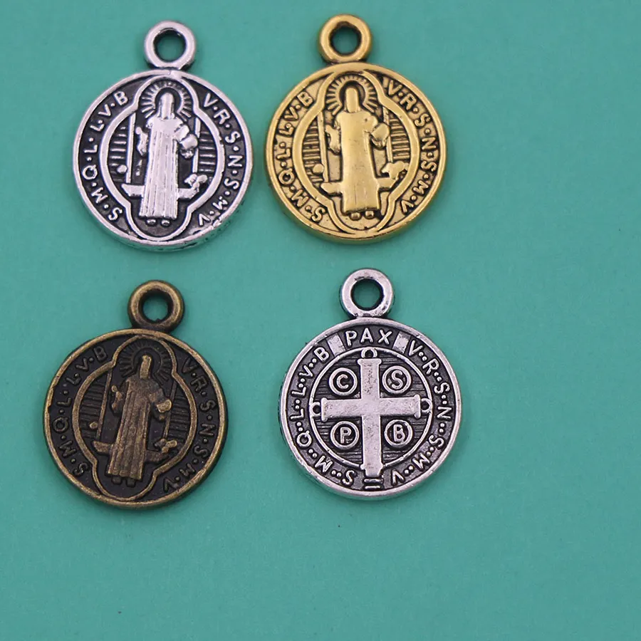 Authentic 39pcs Saint St Benedict Nursia Patron Medal Cross Charms Pendants L1650 13x10mm 3colors