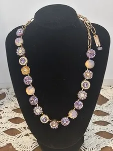 Authentic Mariana Necklace Austrian Crystal Choker 16” Lavender Hues 16” Gold Plated