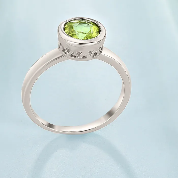 Authentic LAYA 925 Sterling Silver Natural Peridot Simple Bezel Setting Finger Ring For Women Original Jewelry 2022 Trend