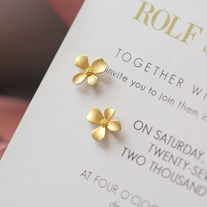 Authentic CIAXY Flower Studs Earings for Women Simple Elegant 2022 Korea Earings14K Gold Plated Jewelry