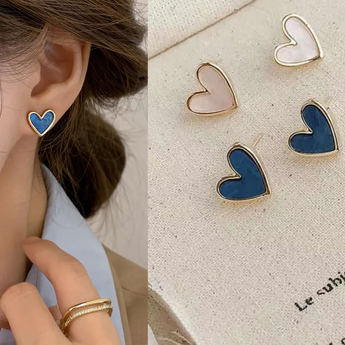 Authentic 925 silver needle Cute Heart Bling Zircon Stone Rose Gold Stud Earrings for Women Simplicity Jewelry 2022