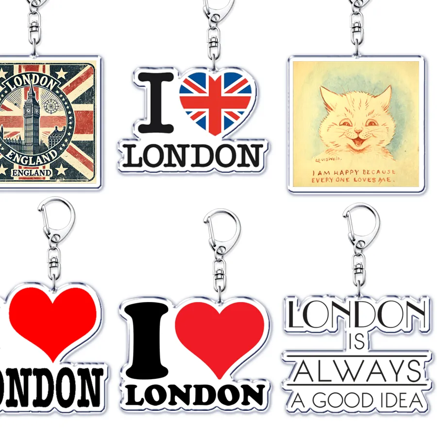 Authentic I Love London United Kingdom Keychain Accessories Bag UK England British Big Ben Keyrings Jewelry Fans Freinds Gifts