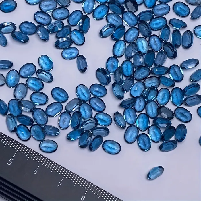 Authentic 1pc natural London blue topaz-oval shape high quality gemstone for DIY jewelry making, ideal choice for gifts