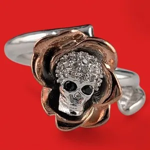 Authentic The Memento Mori Bloom: Rose Gold Skull Ring