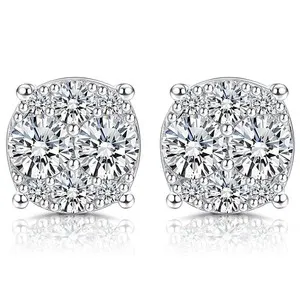 Authentic Radiant Moissanite Celestial Studs in 18K White Gold and Sterling Silver