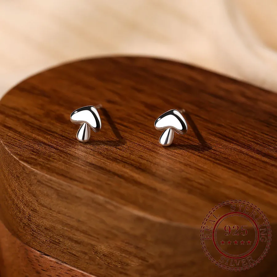 Authentic Enchanted Forest Mushroom Sterling Silver Stud Earrings- Nature's Mystical