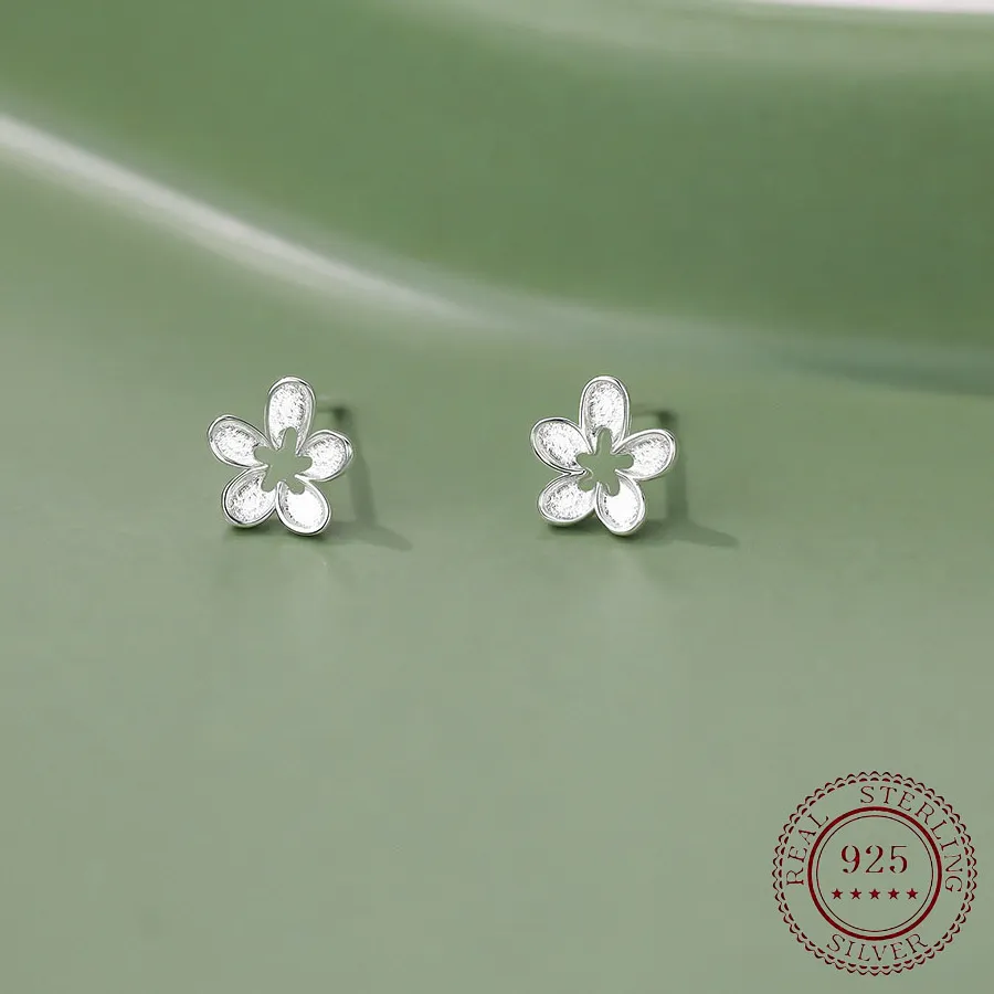 Authentic Celestial Bloom Sterling Silver Flower Studs – Enchanted Elegance