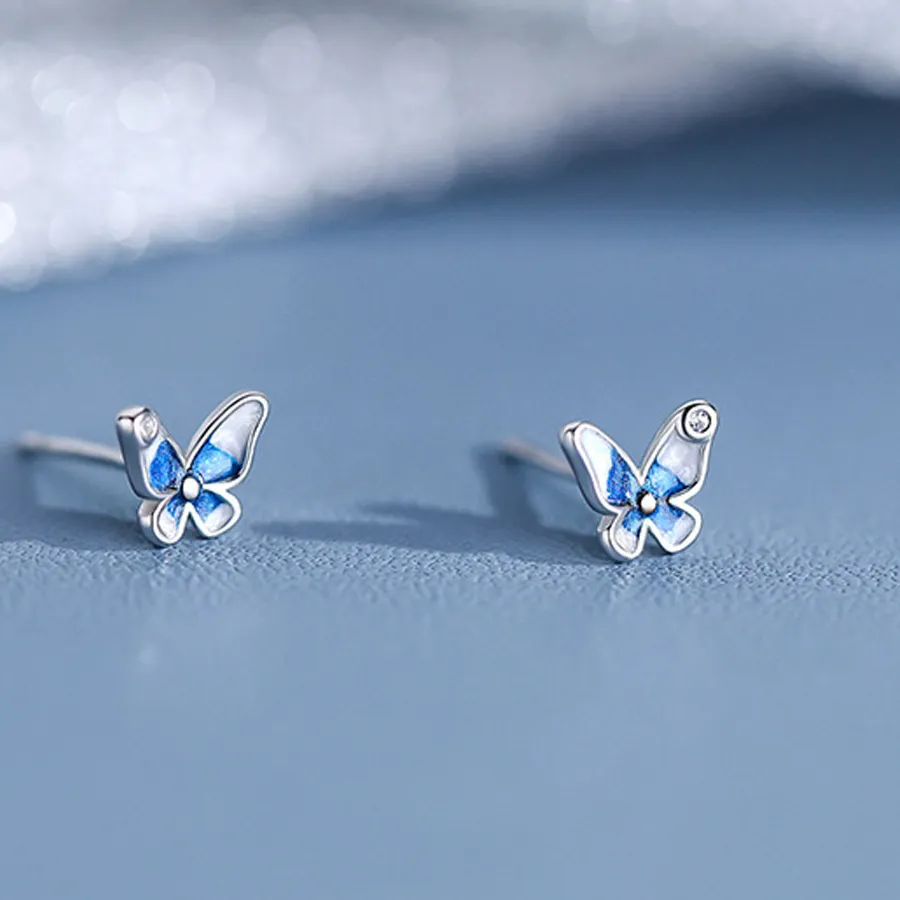 Authentic Celestial Azure Butterfly Earrings – S999 Silver Enchanted Grace