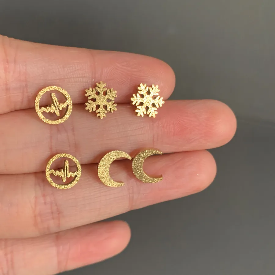 Authentic Celestial Harmony: The Lunar and Geometric Earring Trinity