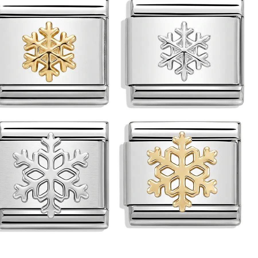Authentic Winter Crystal Frost Elastic Talisman - 9mm Sacred Geometry Italian Charm Bangle with Snowflake Pendant
