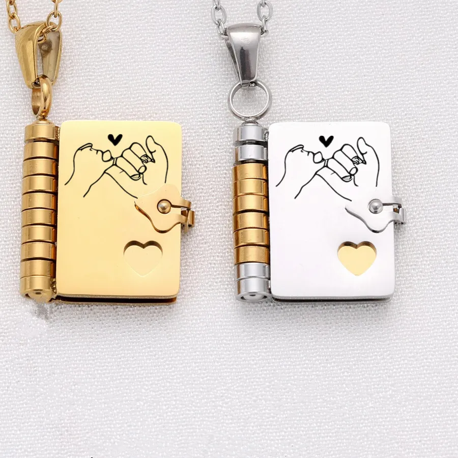Authentic My Incredible Daughter Book Necklace Birthday from Mom Dad Engraved 6 Pages German Information Openable Book Necklaces