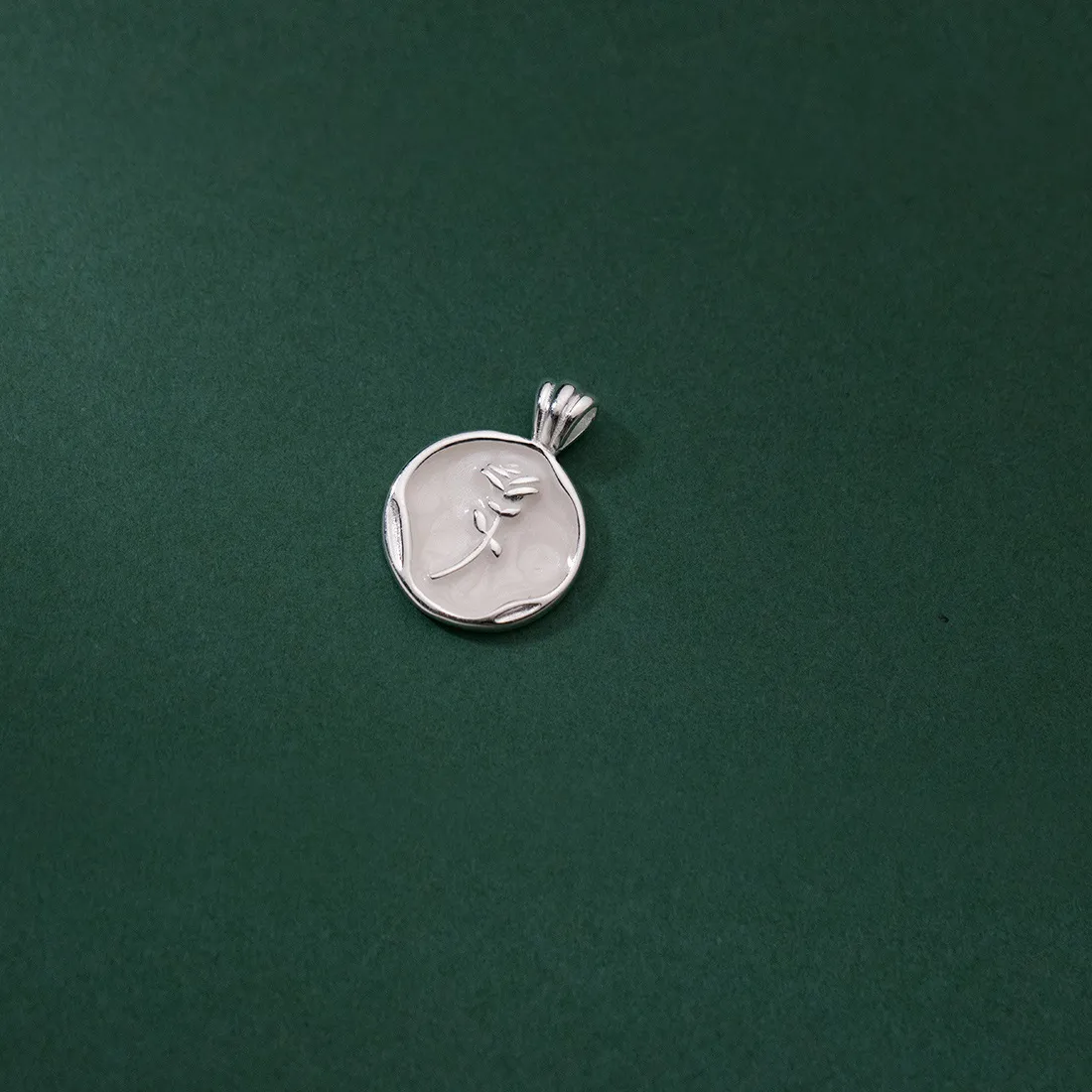 Authentic Charms 925 Silver White Rose Round Tag Necklace Pendant Handmade Diy Accessories Charms For Bracelet Plata 925