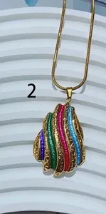 Authentic 18K Gold Plated Multicolor Enamel Shell Pendant Necklace Snake Chain